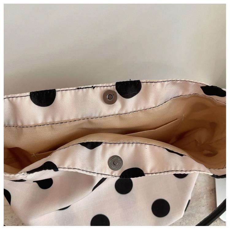 2026 Women's Niche Linen Polka Dot Tote - Versatile, Stylish Single Shoulder Basket Bag