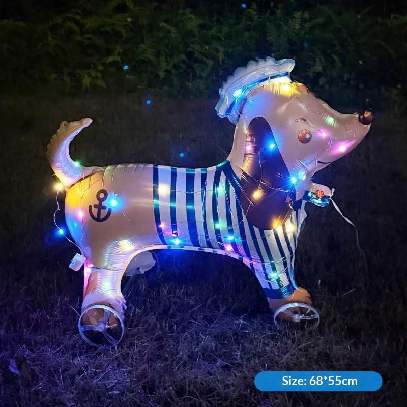 HUAHUAElephant Inspired Standing 4D Glow Foil Balloons with Wheels for Child's Birthday and Baby Shower DecorationsHUAHUA