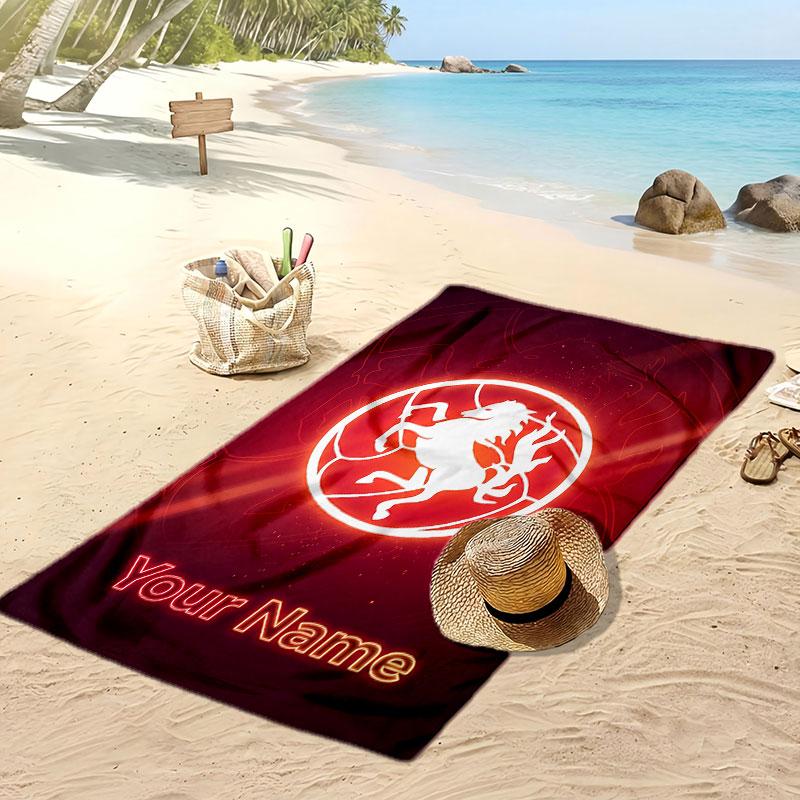 FC Twente Personalized Printed Beach Towel Soccer Logo Support Custom Name Text Absorbent Towel For Sport Travel Special Gift