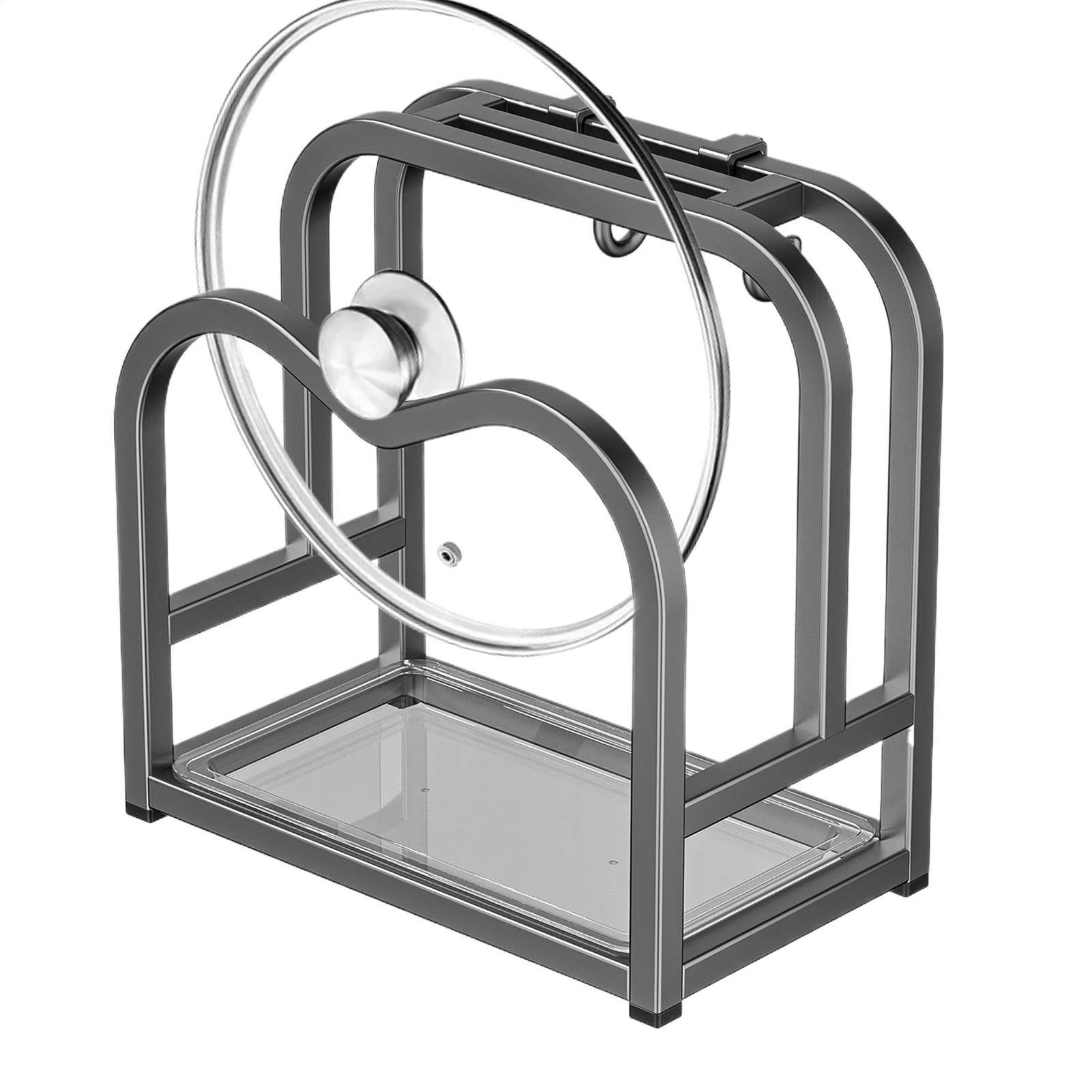 

Kitchen Cutting Board & Pot Lids Storage Rack Hollow Carbon Steel Quick Drainage Rustproof Spoons Stand Kitchen Pots Lids Holder CN