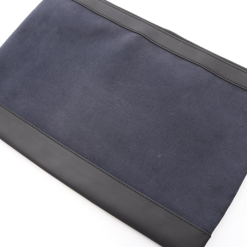 Used BALENCIAGA NAVY CLIP L business bag clutch bag canvas leather Navy Black Used unisex
