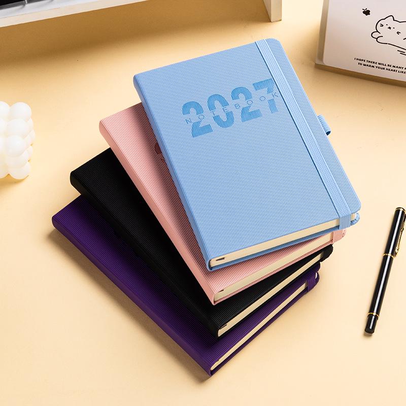 Cross-Border E-Commerce 2027 Schedule Book: Vertical Stripes, Binding Strap, 365-Day Planner & Self-Discipline Check-in Book.