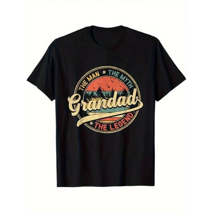 Men'S And Women'S Grandad T-Shirt - The Man, The Myth, The Legend. A Vintage Graphic Tee Made from 100% Soft Material Featuring a Family Portrait