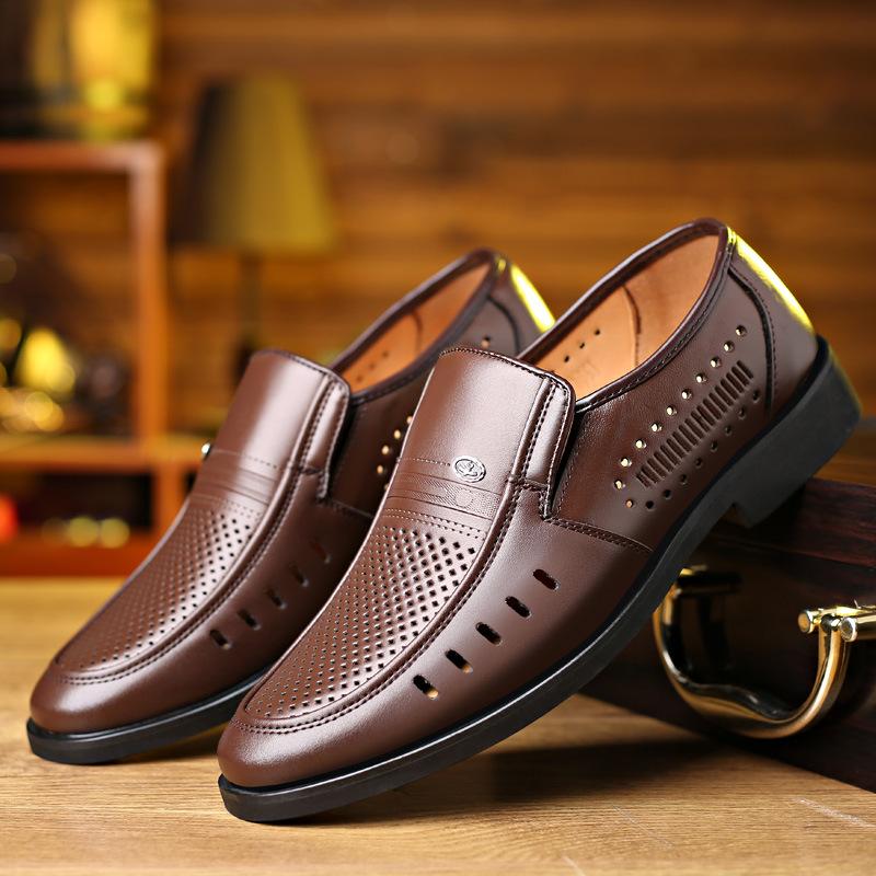 

Мужская обувь для внешней торговли летняя из натуральной кожи повседневная крутая кожаная обувь из натуральной коровьей кожи с перфорацией дышащая для ног мягкая поверхность нескользящая обувь с отверстиями 47