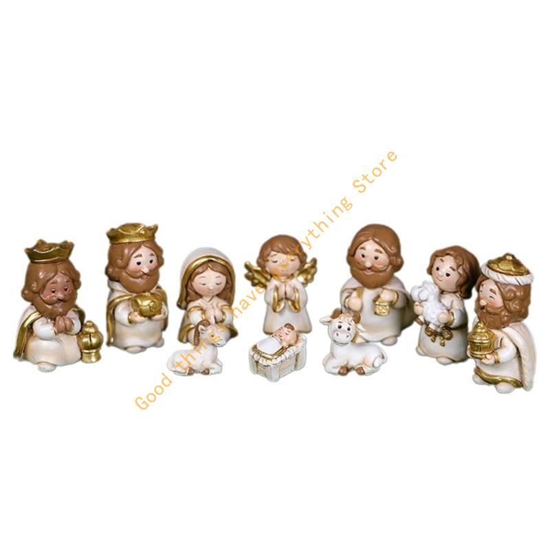 Christmas Manger Decoration Set Baby Jesus Festival Wedding Party Decor 55KF