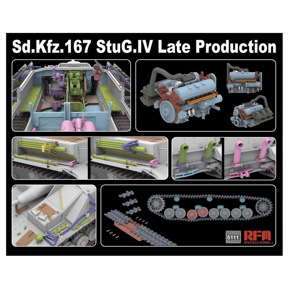 Ryfield Model 135 Německý Sd.Kfz.167 No. 4 Útočné dělo pozdního typu Motor pohyblivý Pásy v ceně Plastikový model RFM5111