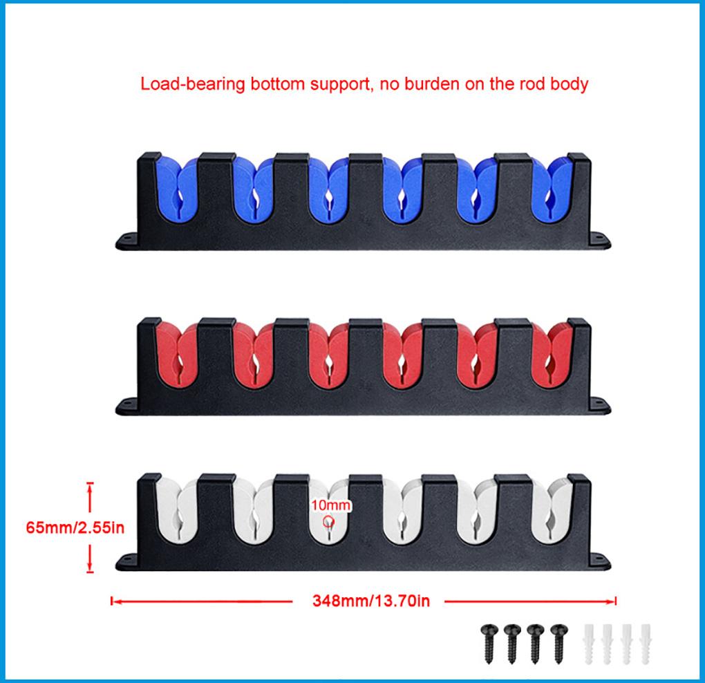 Fishing Pole Display Rack 6-Rods Bracket ABS Plastic Wear-resistant Stable Storage Organizer Garage Cabin Basement Tackle