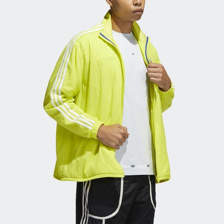 adidas Originals Reverse Tt Casual Sports Reversible Stand Collar Zipper Jacket Yellow Green Men's GN3818