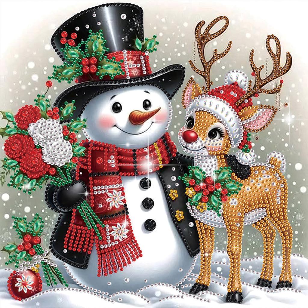Snowman 5D DIY Diamond Art Painting Kits for Home Wall Decoration Special Shape Partial Drill Dimond Art Paintings 11.81x11.81in