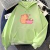 Cute Capybara Eating Ramen Hoodies Kawaii Cartoon Graphic Printing Sweatshirts Winter Hooded Pullovers Sudaderas Para Mujer Girl