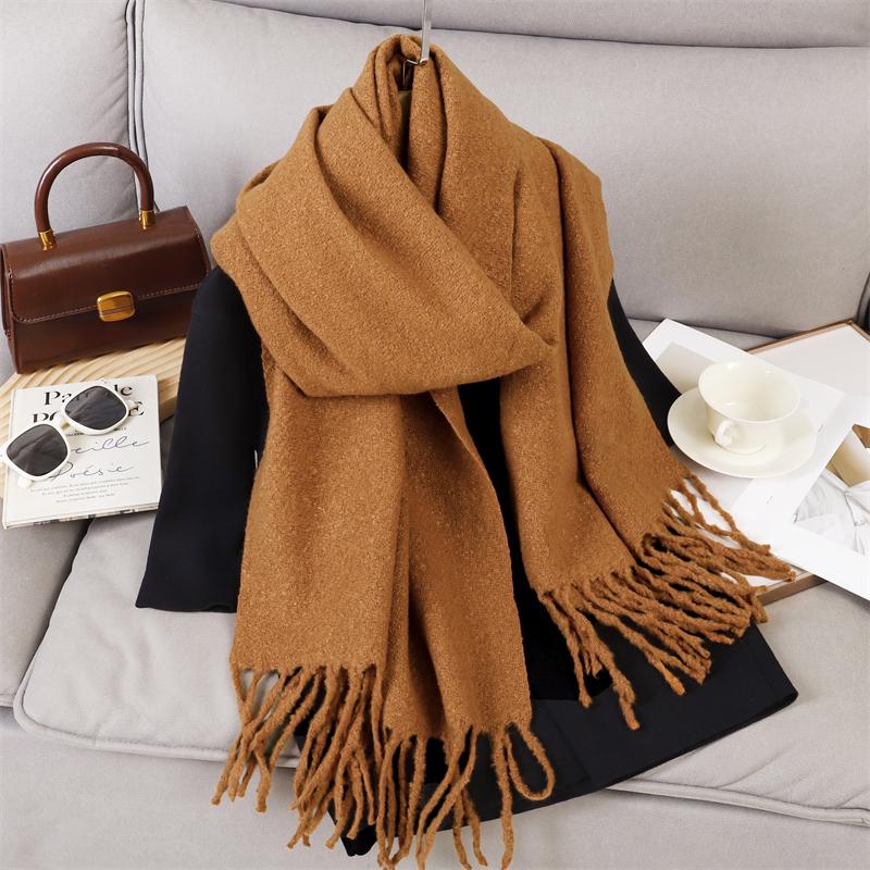 New Winter Scarf For Women Long Warm Cashmere Scarves Hijab Solid Lady Shawl Wrap Female Pashmina Bandana Head Scarfs