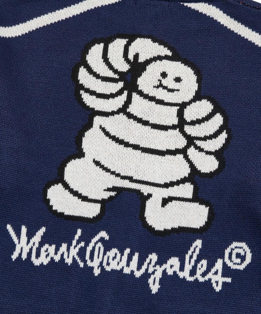 Mark Gonzales Racing Track Zip-Up Knit Cardigan - Navy