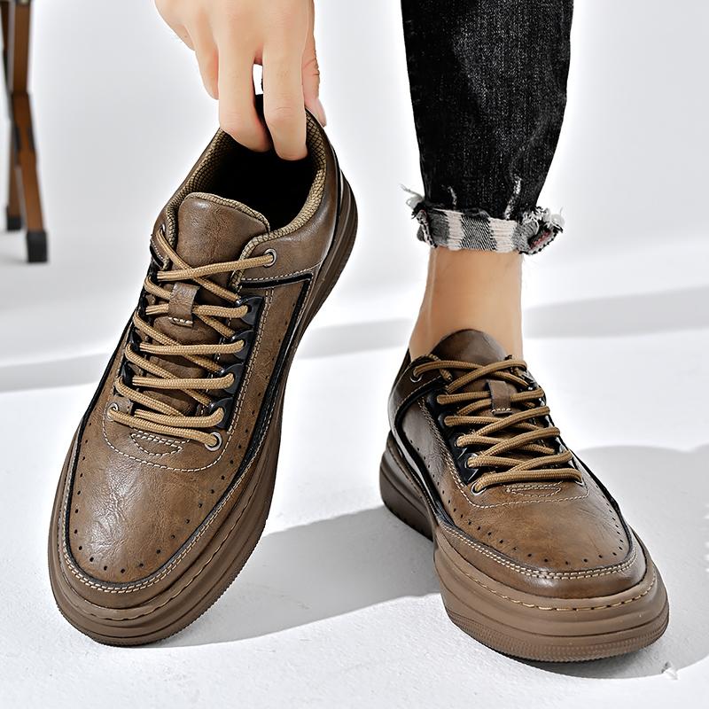 Fashion Classic Brand Men's Leather Casual Shoes Thick Soled Wear-resistant Outdoor Oxford Shoes Fashionable Men's Sports Shoes