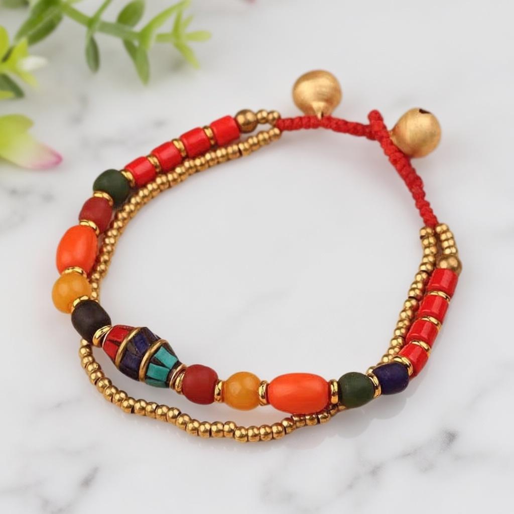 Elegant Tibetan Handcrafted Beaded Bracelet: Ethnic Style with Copper-Plated Alloy