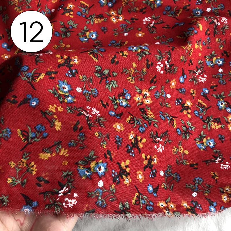 100x145cm Pastoral Style Small Floral Printed Fabric Retro Cotton Linen Fabric For Sewing Clothes Tablecloth DIY Patchwork