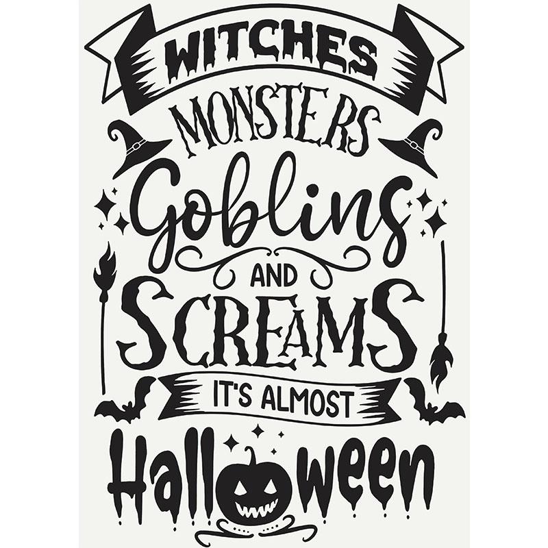 Pink Halloween Geist Skelett Hexenhaftes Gemälde Druck Leinwand Poster Nordische Wandkunst Bild zum Geschenk Wohnzimmer Heimdeko Cuadro