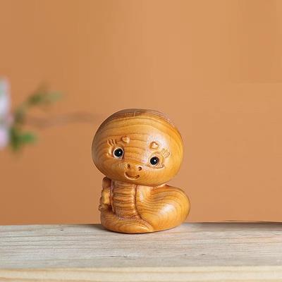 Wood Carving Snake Ornaments Cute Snake Wooden New Year Decoration New Chinese Zodiac Crafts