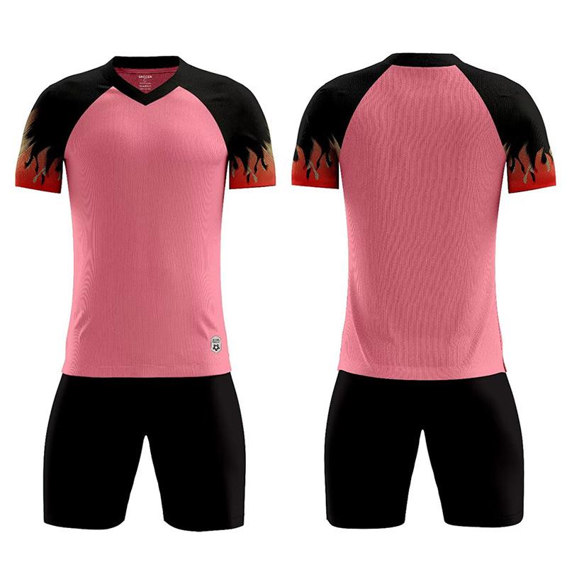 Новый Комплект Футбольной Формы Мужской Печать Дышащая Игровая Форма Тренировочная Форма Взрослые Детская Форма Одежда Ученики Начальной Школы 4XS розовый