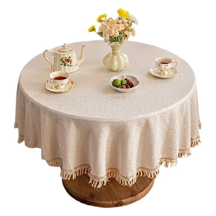 Wipe Cleaning Dining Table Protectors Jacquard Pattern Tassels Accent Sturdy Polyester Home Decoration
