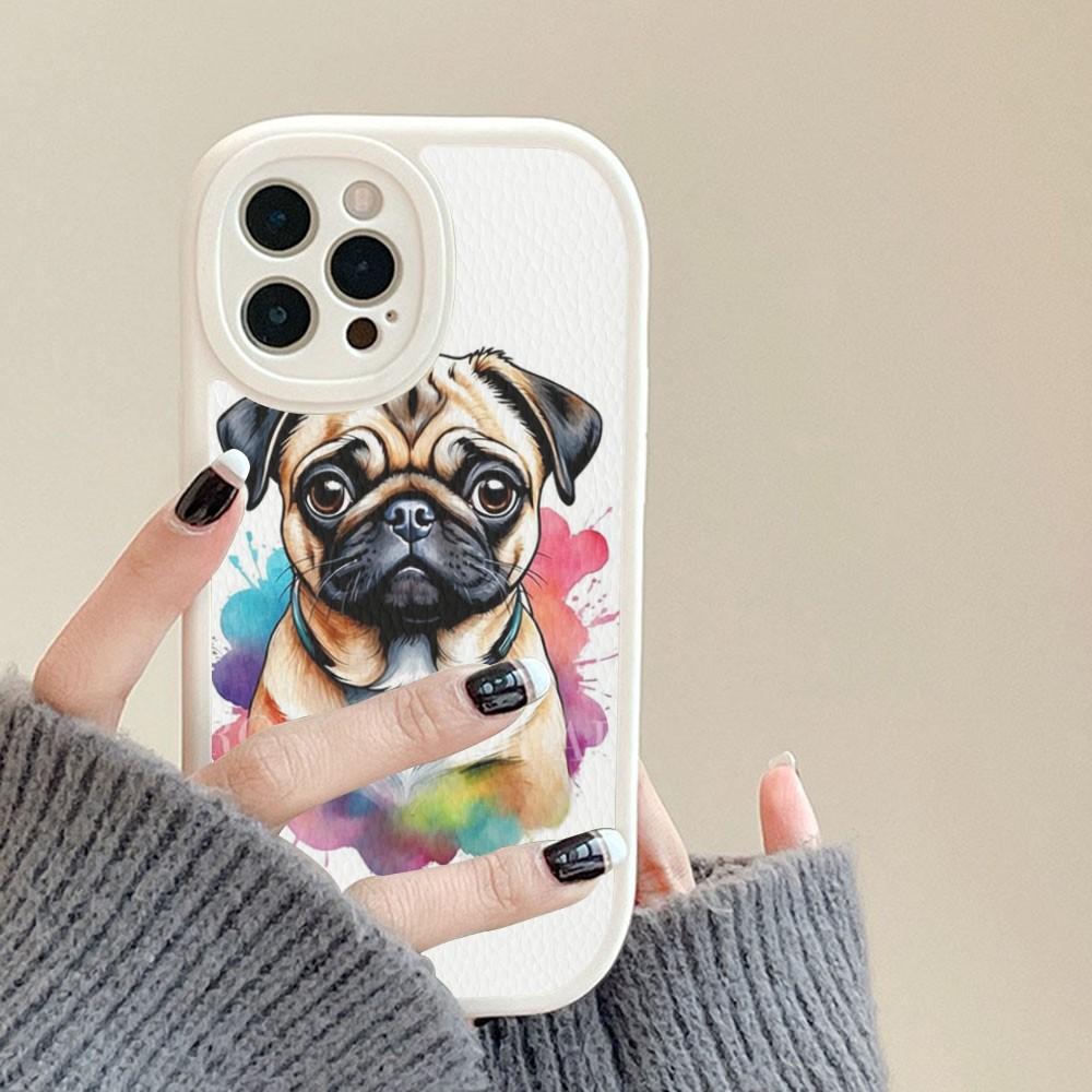 French Bulldog Dog Pug Phone Case Hard Leather For IPhone 16 15 14 13 12 Mini 11 14 Pro Max Xs X Xr 7 8 Plus Fundas