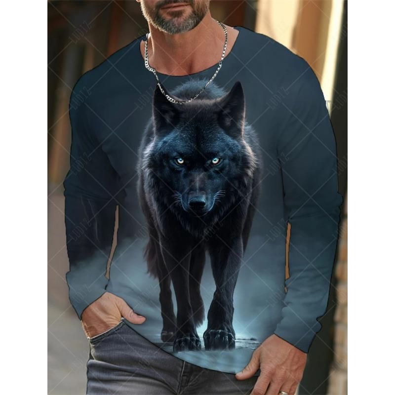 Populární tričko Animal Wolf Series 3D potištěné pánské streetwear Top oblečení Neformální trička s dlouhým rukávem a výstřihem