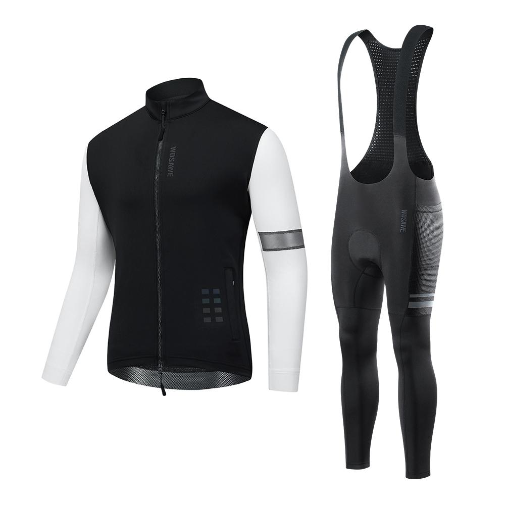 

WOSAWE Мужская теплая одежда для велосипеда, термофлисовая велосипедная куртка, длинные брюки-комбинезон, 5D гелевые подушечки XXXL белый