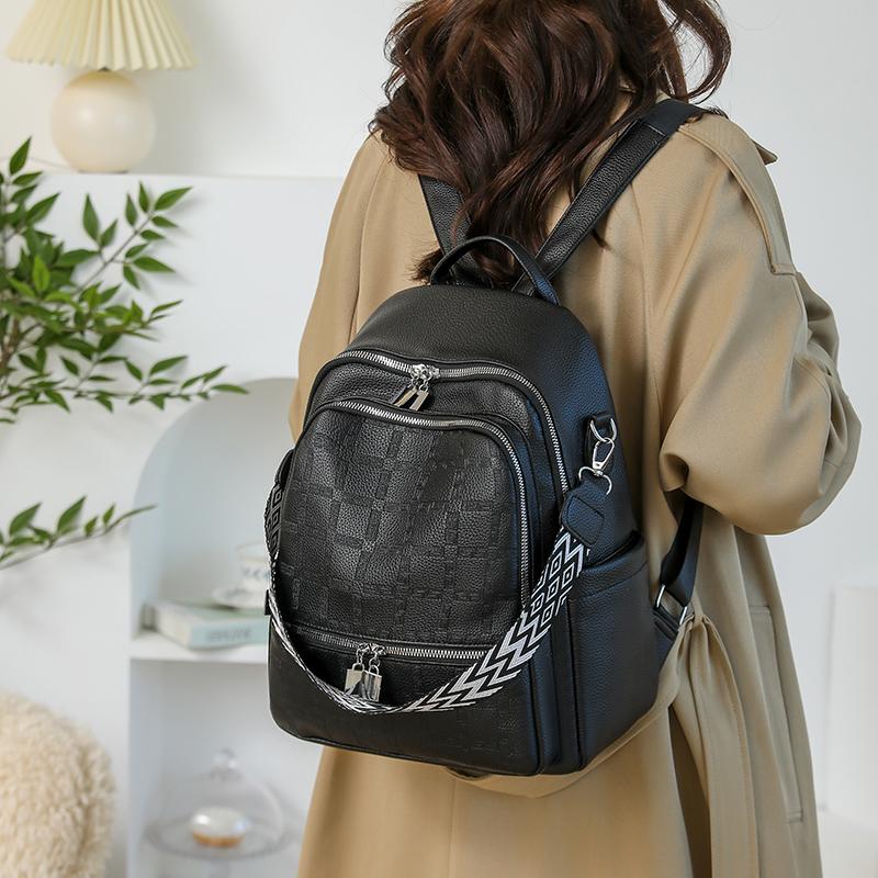 Women's PU Backpack Outdoor Travel Large Capacity Backpack Multi-function Shoulder Bag