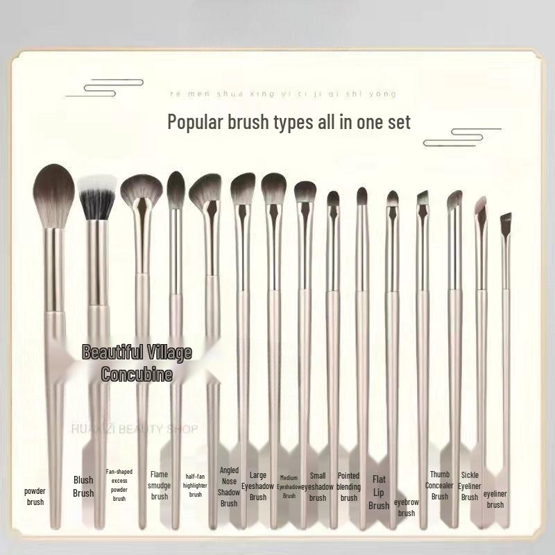 

Набор из 15 кистей для макияжа: Подводка для глаз, Тень для носа, Растушевка, Точечная техника, Румяна, Рассыпчатая пудра, Кисти для теней с мягким ворсом.