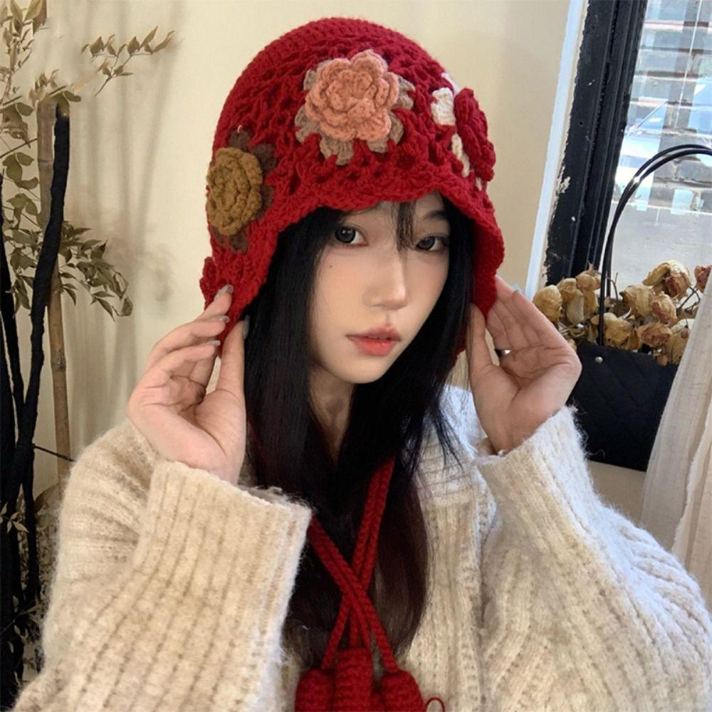 Tassels Tassel Beanies Hollow Out Knit Cap Fashion Weave Cap  Apparel Accessories