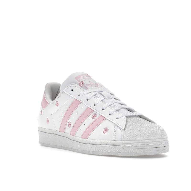 Adidas Superstar J Pink Floral Embroidery Kids Sneakers White Cloud-White Clear-Pink IG7015