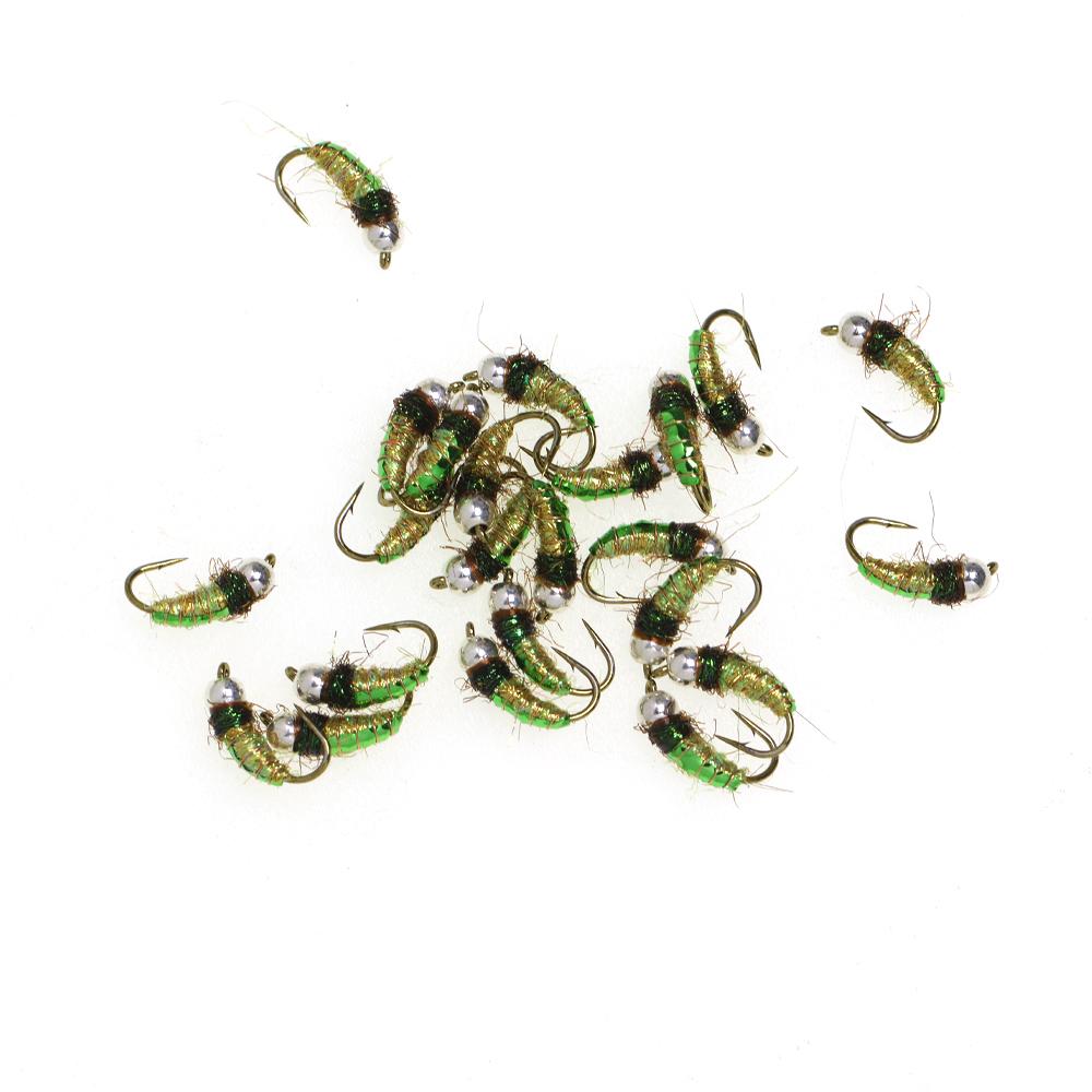 6PCS Bead Head Ice Silk Nymph Fly Fishing Lure, Sharp High Carbon Hook Sinking Bait for Trout Minnow Panfish