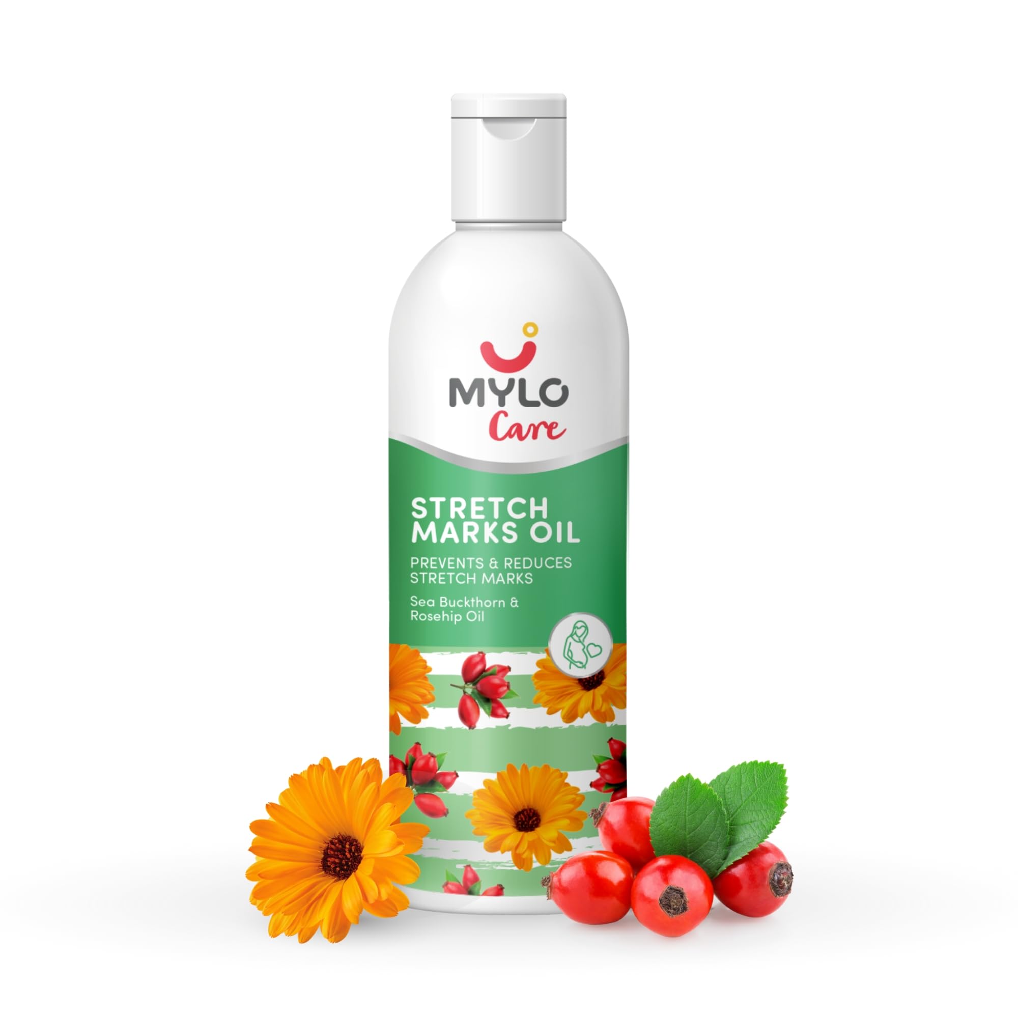 Масло Mylo Care от растяжек - с облепихой, шиповником, аргановым и кокосовым маслом - Масло витамина Е для осветления шрамов и растяжек - Натуральное средство для кожи C