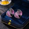 European and American Retro High-end Earrings, Luxury Copper Inlaid Zircon Earrings