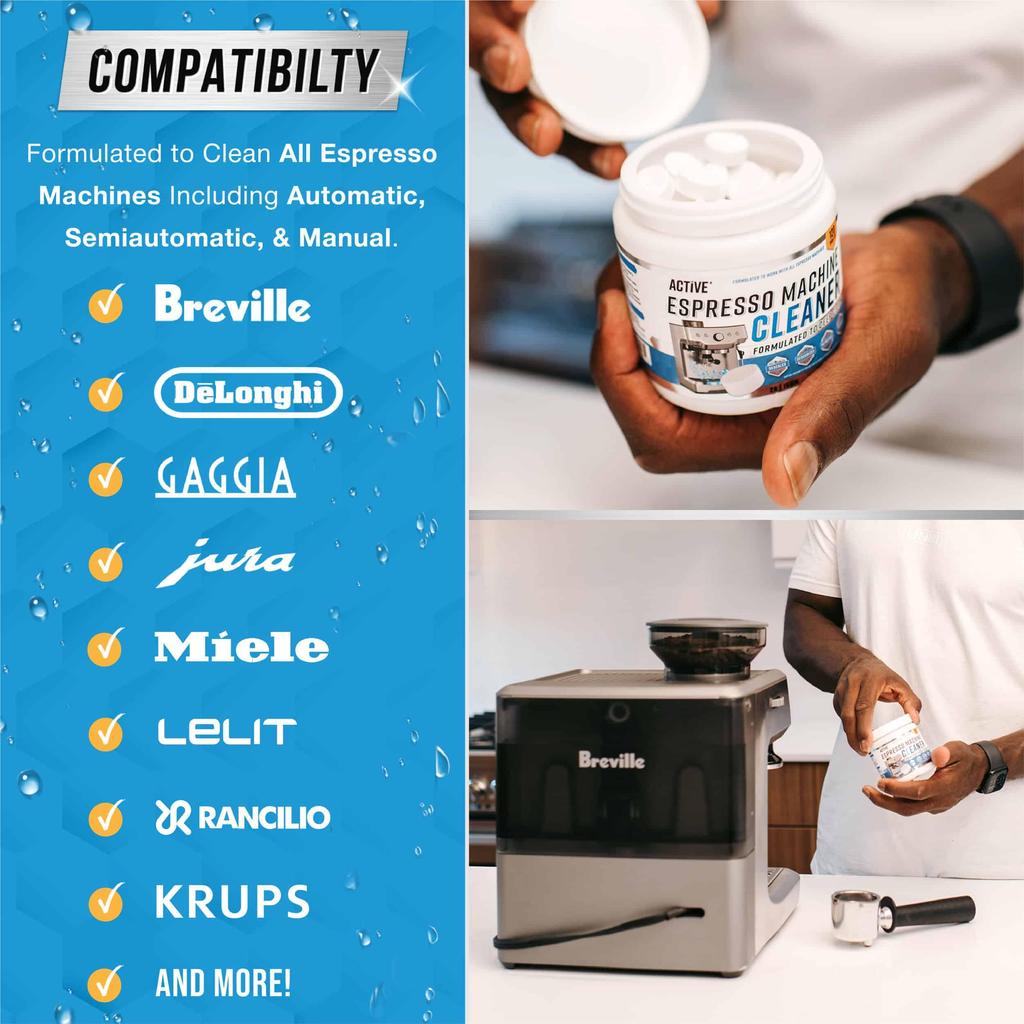 Espresso Machine Cleaning Tablets Descaling - 120 Tabs | Compatible with Breville Barista Express, Gaggia, Delonghi, Jura, Philips | Expresso Maker Ba