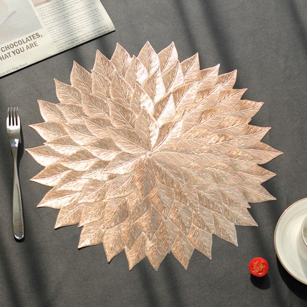 

PVC Chiba Flower Placemat Waterproof Table Mats New Anti Slip Placemats Rose Gold