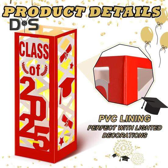 6 ks osvětlených maturitních dekorací, lucerny pro ročník 2025, maturitní dekorace s LED světlem pro maturitní večírek na vysoké škole a střední škole