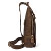 Men'S Leather Breast Bag Retro Crazy Horse Leather Messenger Bag First Layer Cowhide Travel Bag Cowhide Shoulder Bag Summer
