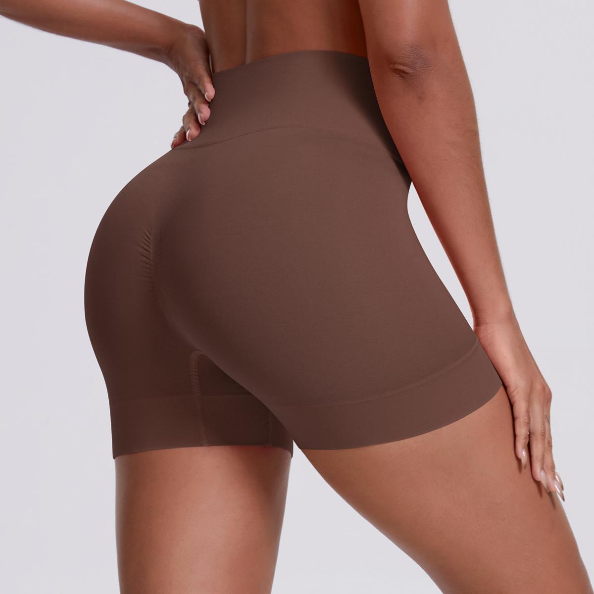 

Sports shorts new seamless solid color high waist hip yoga pants running fitness three points yoga women XS