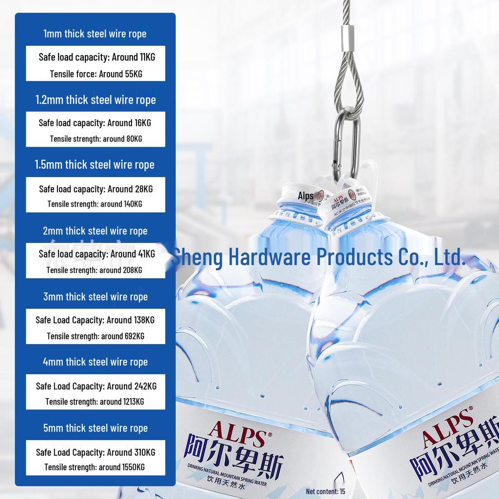 304 Stainless Steel Wire Rope Slings with Double Buckle Crimping Head for Rigging and Lifting.