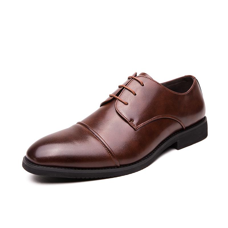 Plus Size Men s Formal Microfiber Leather Boat Toe Shoes - Spring Autumn Arrival, Low-top Casual Design 46 коричневый