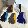Touchscreen Gloves Korean Style Color Block Fingerless Cute Knitted Fleece Lined Thick Warm Winter Windproof Gloves