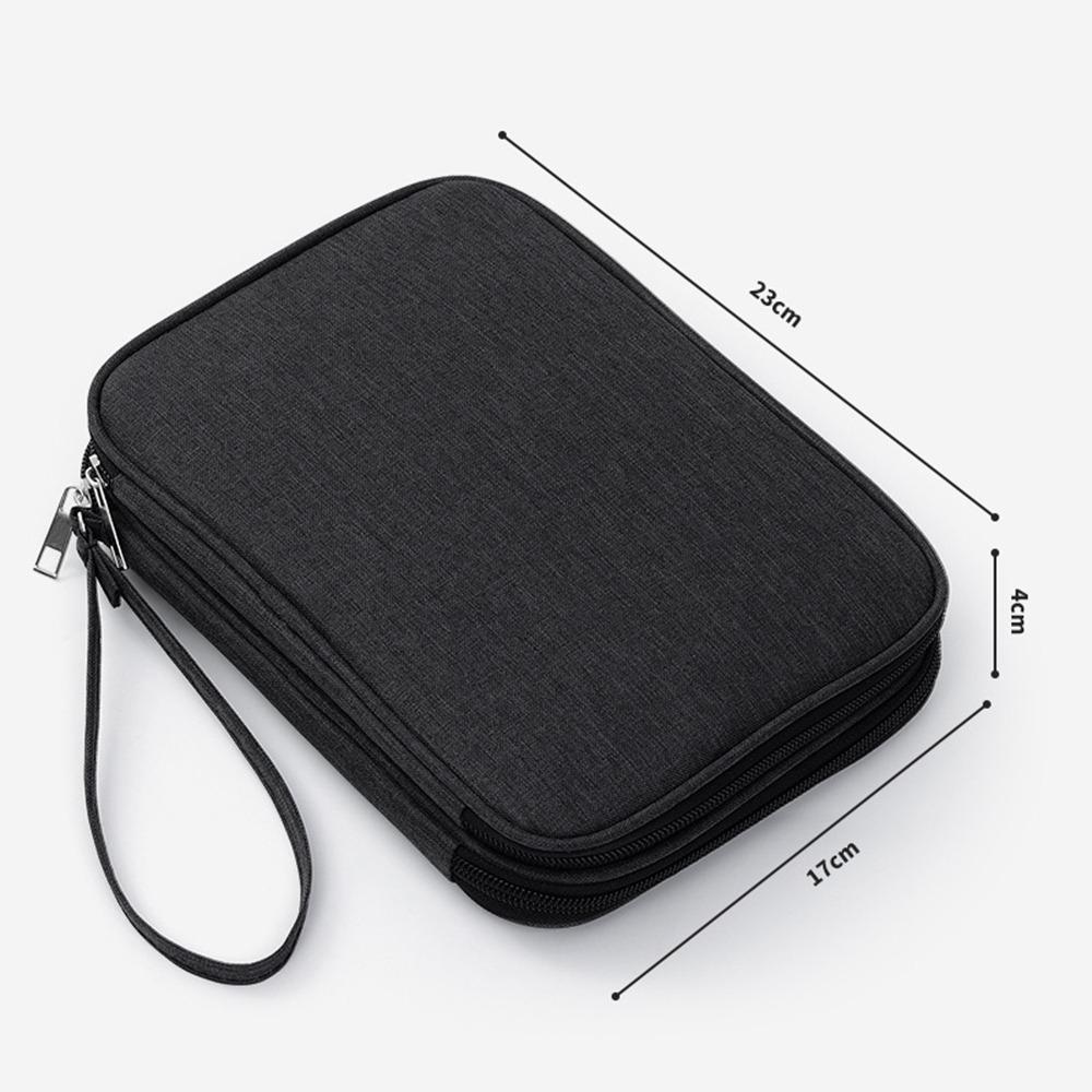 Portable Double Layer Digital Storage Pouch Travel Headphone Data Cable Storage Bag Solid Color Waterproof Travel Cable Bag