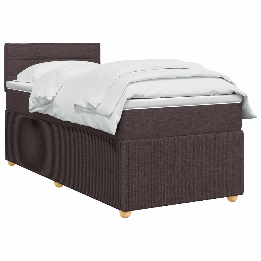 Box Spring Bed with Mattress Dark Brown 90 x 190 cm Fabric