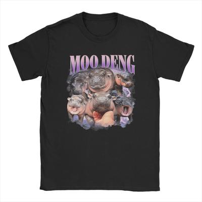 Süßes Nilpferd Moo Deng T-Shirt Sommer Reines Baumwoll-T-Shirts Für Erwachsene Harajuku Individuell Gestaltbar DIY T-Shirt Kurzarm Street Style T-Shirts