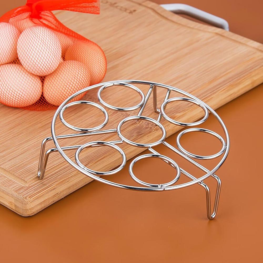 1 Piece Steamed Egg Rack, 6.2inch 7 Hole Round Food grade Stainless Steel Steamer for Steaming, Cooling and Baking Food