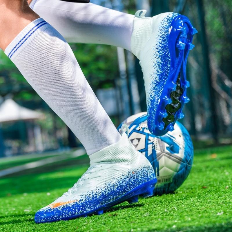 34-46 Men's High-top Large-size Football Shoes Long Nail Anti-slip Resistance TPR Artificial Captain Outdoor Youth Football Boots