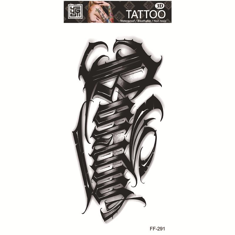 Adesivi per tatuaggi impermeabili Yuanhua - Totem con testa di lupo e disegni di testo arabo