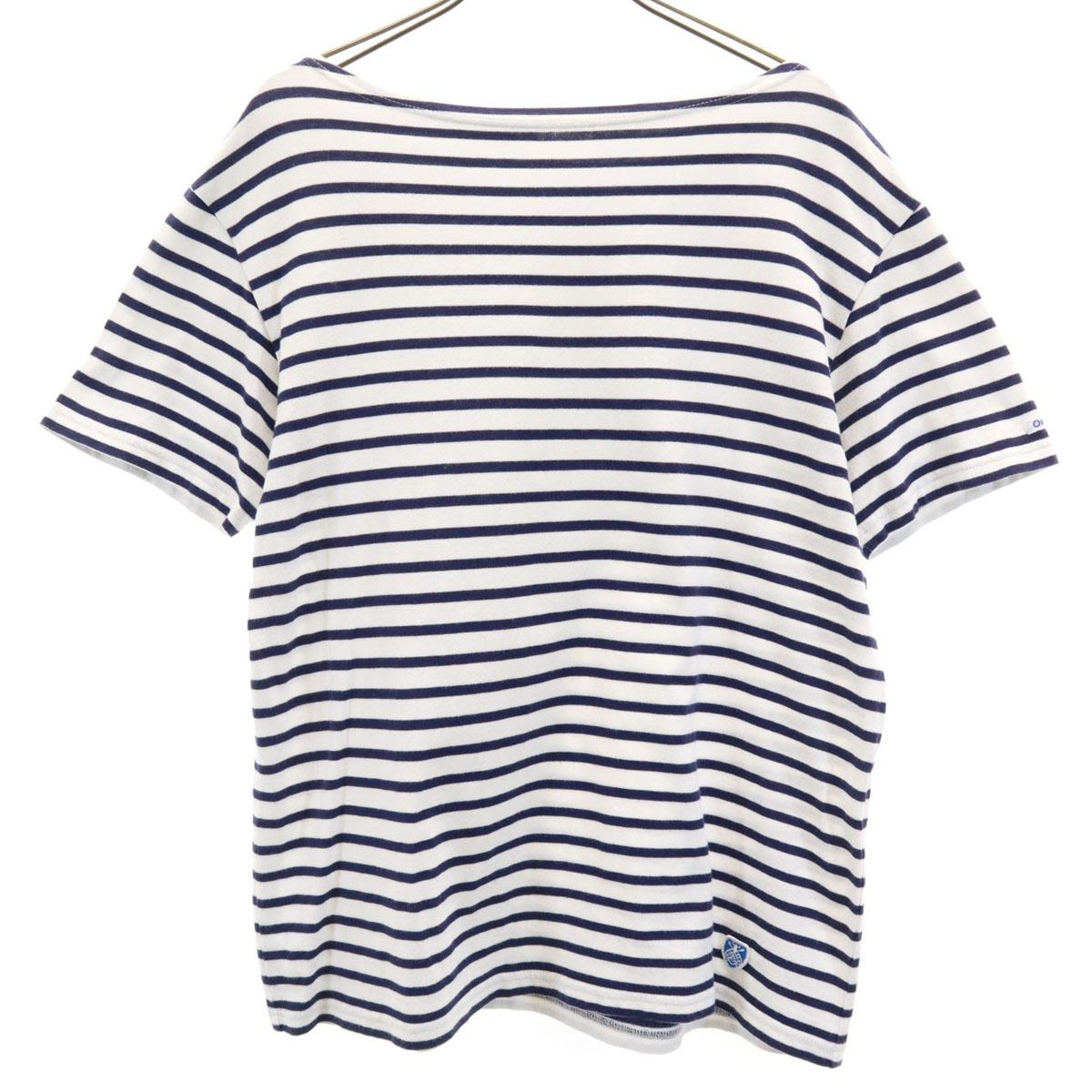 

ORCIVAL made in Japan Border Pattern Short sleeve Boat neck Basque shirt Men s Used