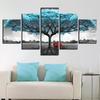 5 Panels Canvas Wall Art Poster Painting Abatract Blue Tree Landscape Home Decor Wallpaper Paining Picture Print Living Room