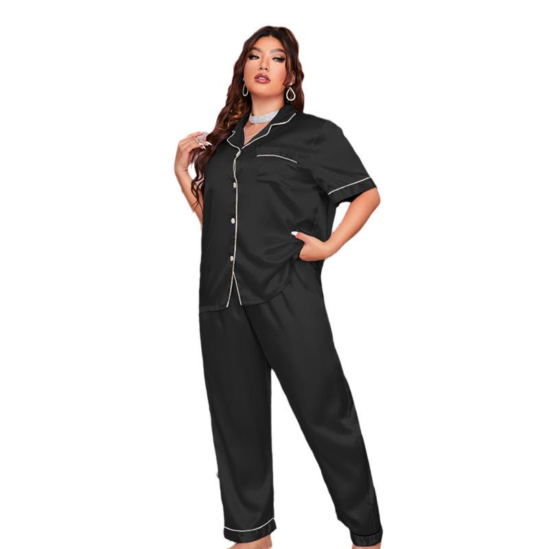 Danny Lin Summer Fashion Plus Size Casual Two-Piece Pajama Set with Loose Long Pants for Home Wear